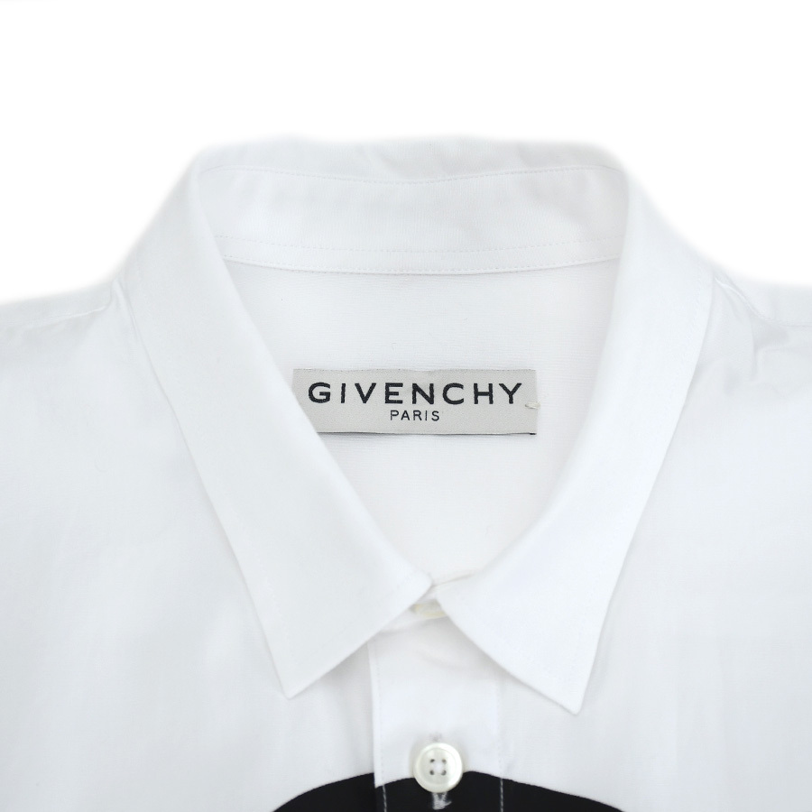 ジバンシィ GIVENCHY プリント ロゴ 半袖シャツ BM60L3109F オーバーサイズ ホワイト 白 ブラック 黒 サイズ38 トップス アパレル 中古_画像6