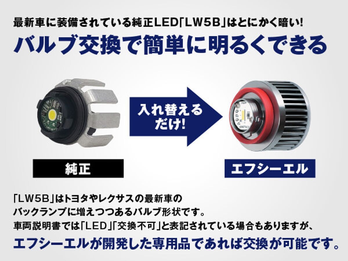 fcl.(エフシーエル) LW5B バックランプ LED 4800lm 12V 2個 90系 ノア ヴォクシー 80 ハリアー カローラスポーツ カローラツーリング の画像4