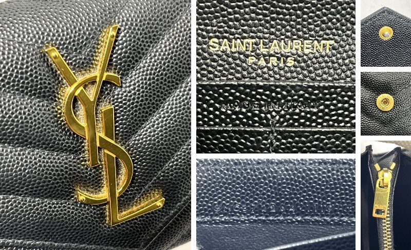 ▽YVES SAINT LAURENT イヴ・サンローラン Vステッチ 長財布 中古▽011017_画像9