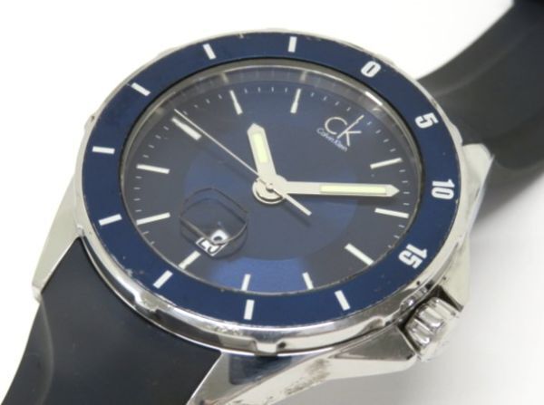 #e3442-1 201 Calvin Klein Calvin * Klein K2W21T quartz QZ Date arm circumference approximately 21.5cm adjustment possible wristwatch men's watch operation 