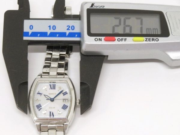 ♪hayy1642-1 523 SEIKO セイコー WIRED ワイアード ソーラー V137-0CB0 デイト 腕周り約16cm 腕時計 レディースウォッチ 稼働_画像8