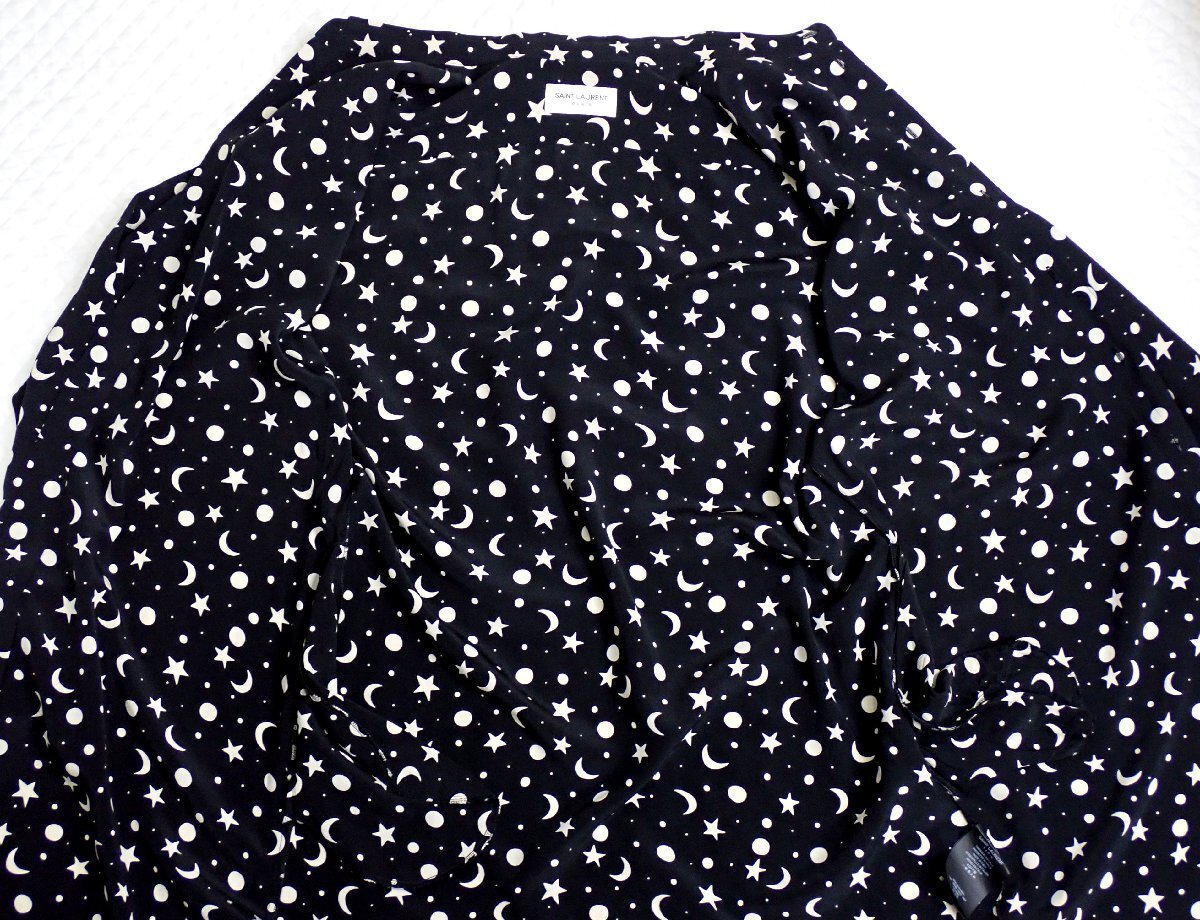  прекрасный товар солнечный rolan Париж шелк 34 черный блуза сорочка солнечный rolan Париж месяц звезда космос женский унисекс рубашка 1422