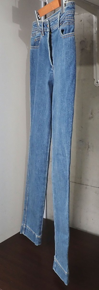  new tag regular price 12 ten thousand jpy ^ ultimate beautiful goods super-beauty goods Vuitton stretch Denim pants jeans blue lady's monogram patch 40 1387