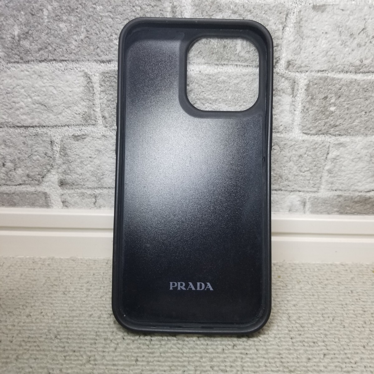 * beautiful goods * superior article *PRADA Prada iPhone13Pro cover smartphone cover case triangle Logo safia-no triangle leather black 