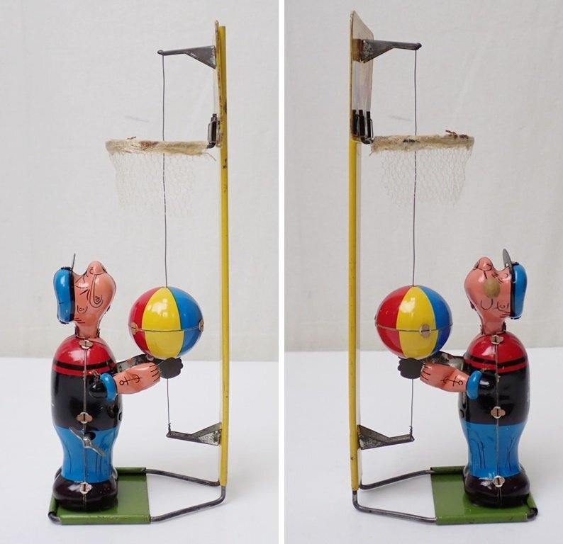 * line ma-Popeye the Basketball Player tin plate toy /zen my type /li Pro box attaching /1950 period / toy / Showa Retro / Vintage &1908400048