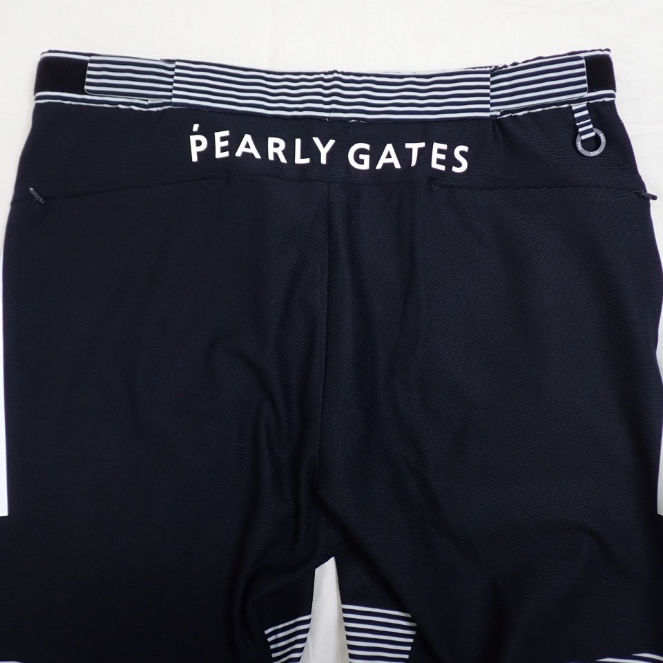 *1 jpy beautiful goods PEARLY GATES/ Pearly Gates shorts 5/ men's M~L corresponding / white × black / border pattern /268-1132403/ exterior attaching &1564300095
