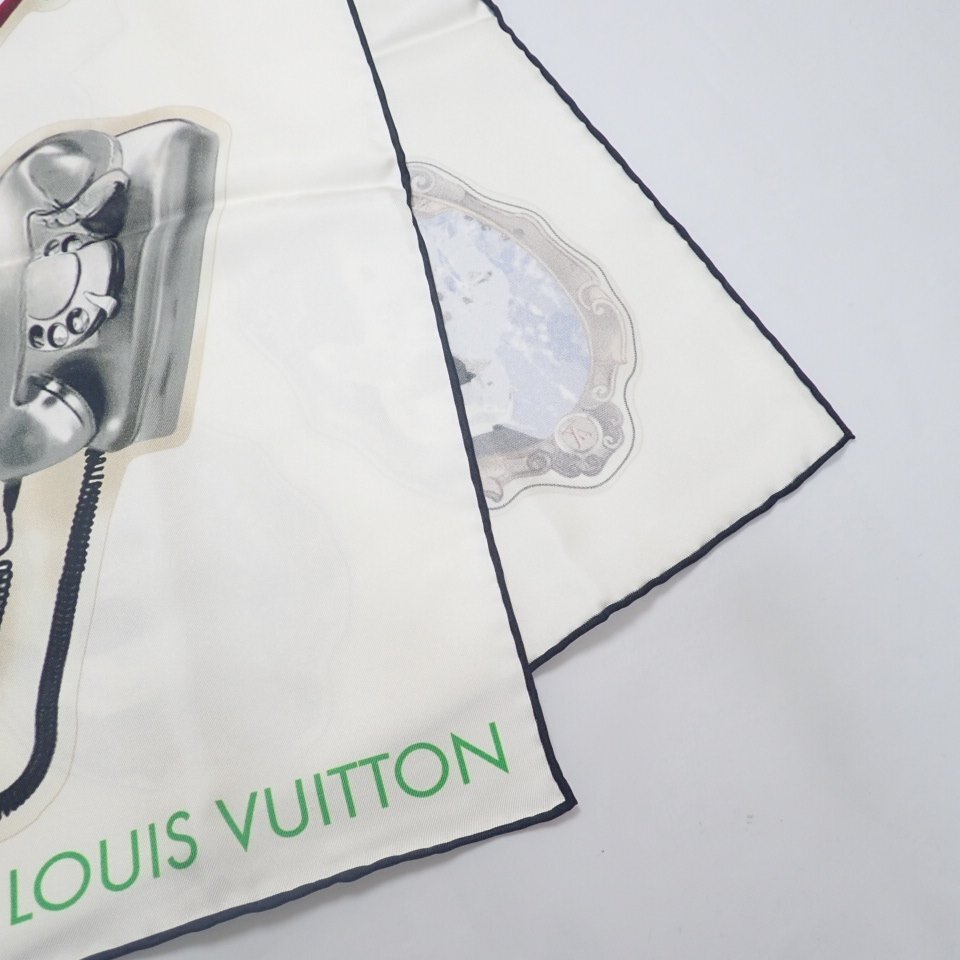 □未使用 LOUIS VUITTON/ルイヴィトン カレ90 シルクスカーフ/オフホワイト/ステッカー柄/イタリア製/服装小物&1201700469_画像2