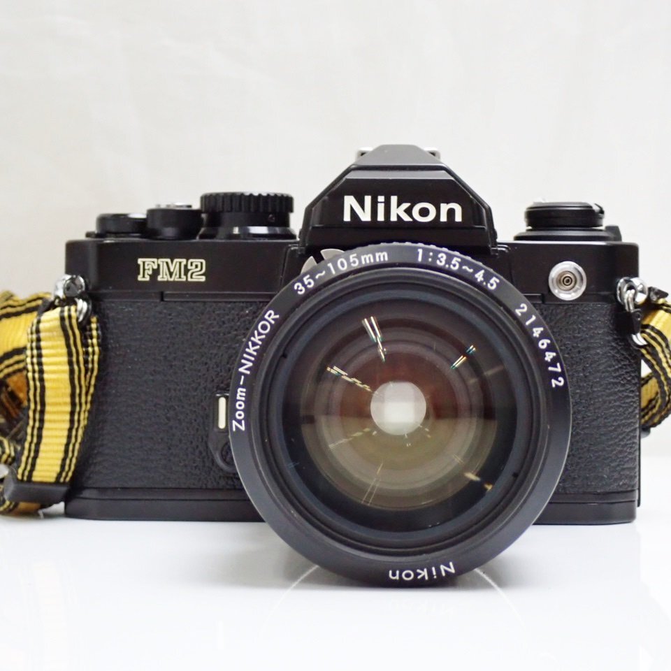 ★Nikon/ニコン FM2 一眼レフフィルムカメラ ボディ + Ai Zoom Nikkor 35-105mm F3.5-4.5S レンズ/付属品あり/ジャンク扱い&1579400655_画像2