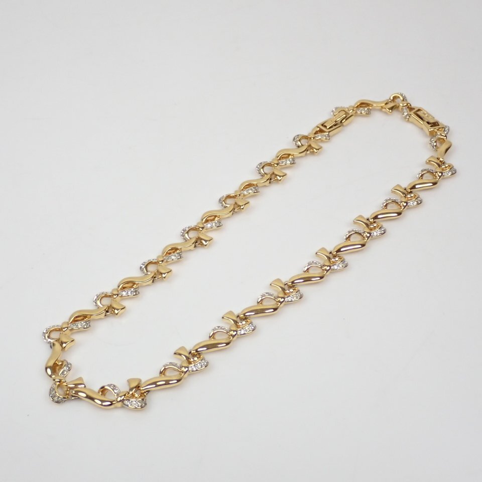 *NINA RICCI/ Nina Ricci brooch + ribbon necklace / total length approximately 41cm/ Gold × silver / accessory &1949500270