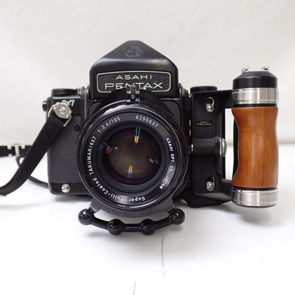 ★アサヒペンタックス 6×7 中判フィルムカメラ ボディ + Super-Multi-Coated TAKUMAR 6x7 105mm f/2.4 レンズ/ジャンク扱い&1938900843_画像2