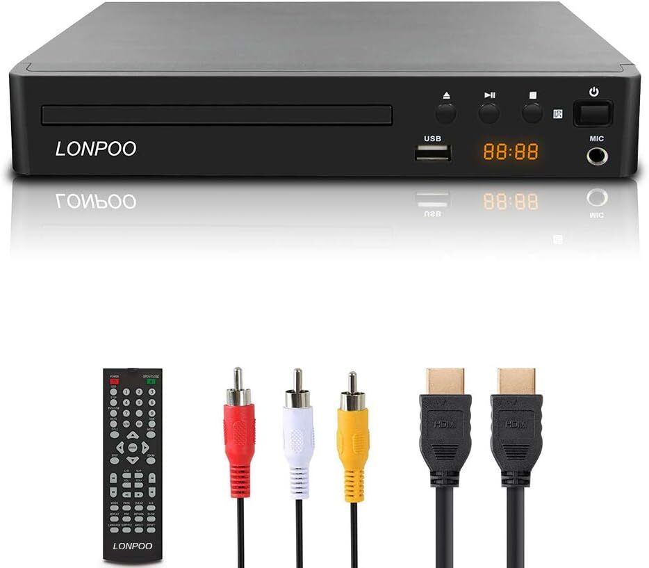 DVDプレーヤー リージョンフリー HDMI/AV出力1080P CPRM再生可能 USB2.0入力 カラオケ用マイクジャック LEDディスプレイ PAL/NTSC対応_画像1