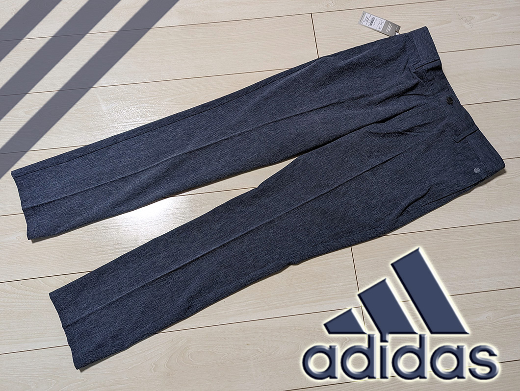 ◆新品 adidas GOLF アディダス ゴルフ 涼しい ストレッチ パンツ メンズ 85 ネイビー系 定価10,500円 スラックス 紺 サラサラドライ生地_画像1