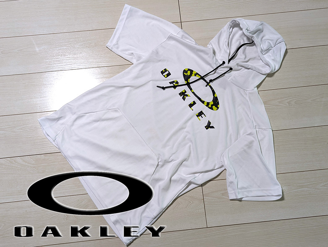 ◆新品 オークリー OAKLEY 半袖 ジャージ パーカー メンズ L 白 ホワイト 定価7,150円 フーディーの画像1