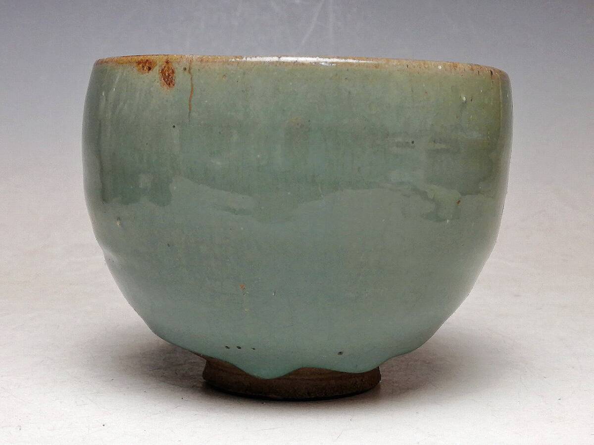 [ era old clay ]*.... tea cup * join box * copper celadon .. beautiful ...*botebote tea uke tea .. tea * Shimane * inspection pine flat un- .*