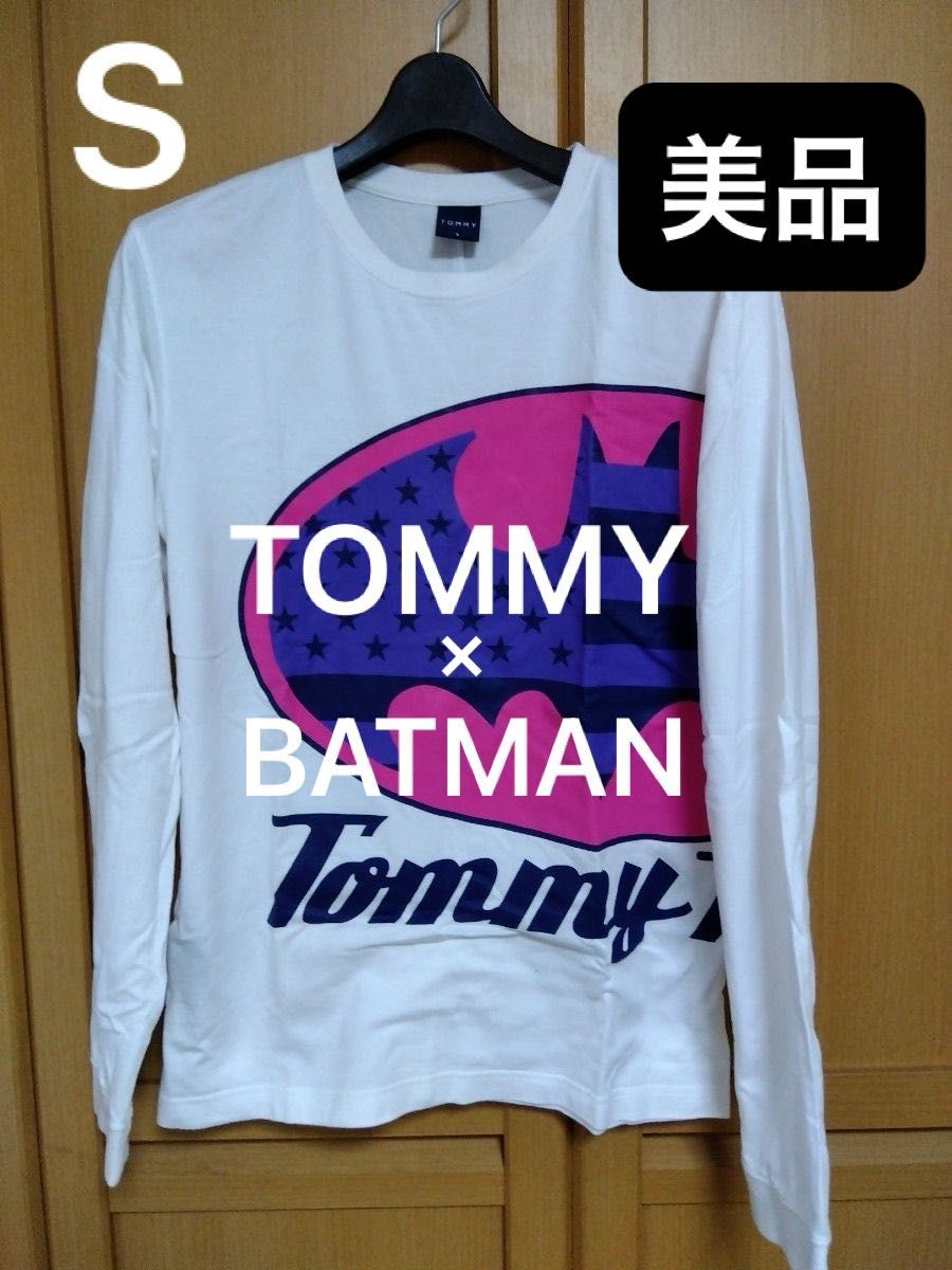 【美品】TOMMY ×BATMANコラボバットマン白SロンTロングＴシャツ