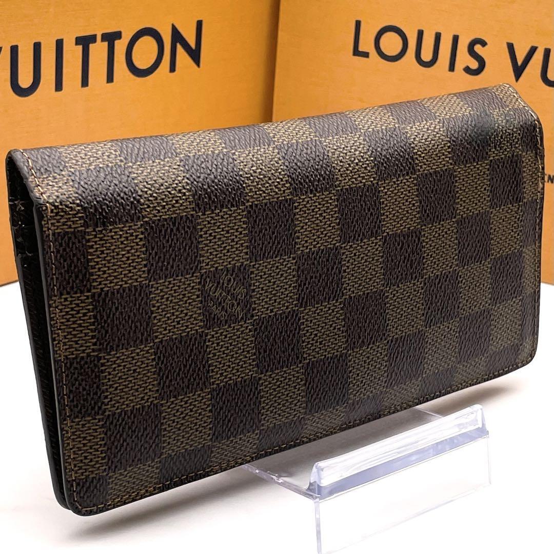 LOUIS VUITTON ルイヴィトン ダミエ エベヌ ポルトフォイユ ブラザ 長財布 二つ折り 札入れ ブラウン レディース メンズ_画像1