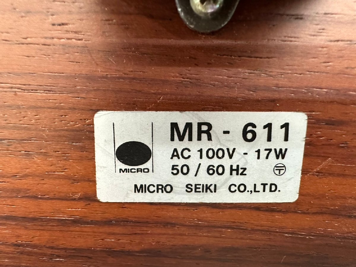 □t2607 中古★MICRO マイクロ MR-611 ターンテーブル 本体のみ ④の画像10