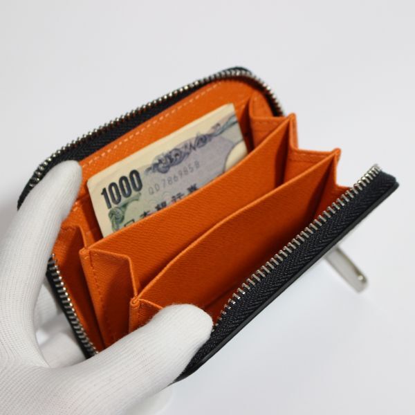  change purse . coin case men's lady's original leather black orange new goods unused free shipping CBC-02 1 jpy 1