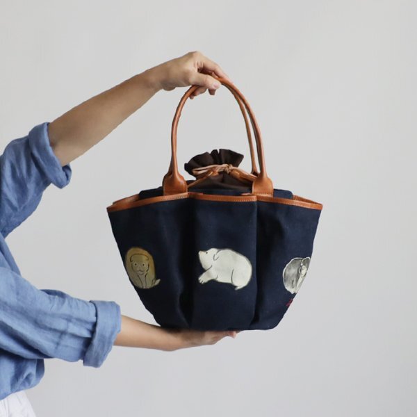  the first summer 1000 jpy from start M size hand ........ map flower pocket many storage tote bag pouch attaching leather leather Denim Z72A bag 