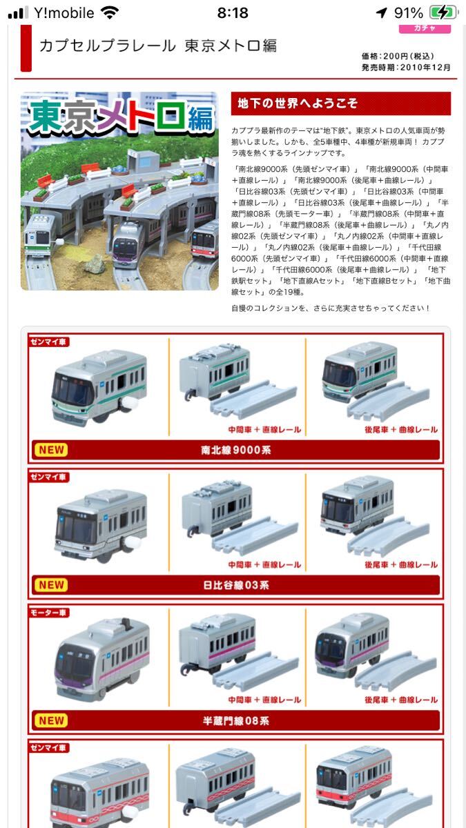  Capsule Plarail Tokyo me Toro compilation south north line 9000 series 3 both 