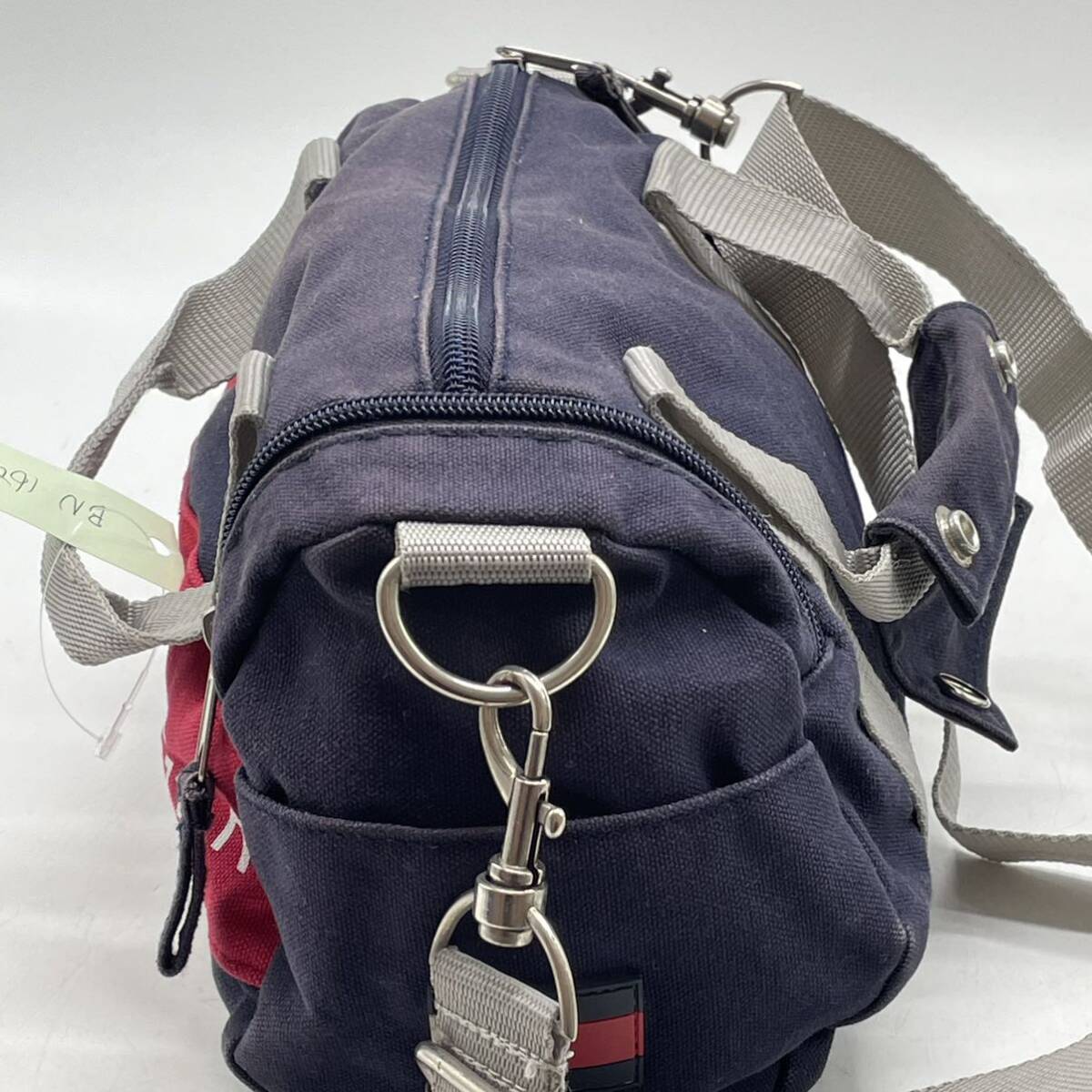 ★BN160●TOMMY HILFIGER トミーヒルフィガー ミニ ボストンバッグ ショルダーバッグ 2way 斜め掛け キャンバス コットン ネイビ_画像5