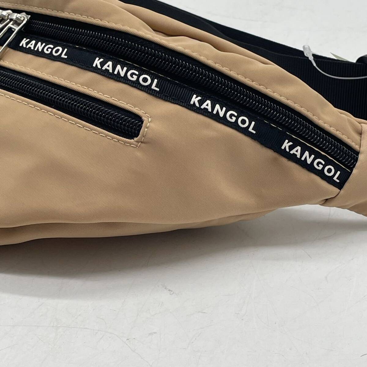 ★BN128□KANGOL カンゴール ミニ ボディバッグ ウエストバッグ ウエストポーチ ベージュ_画像5