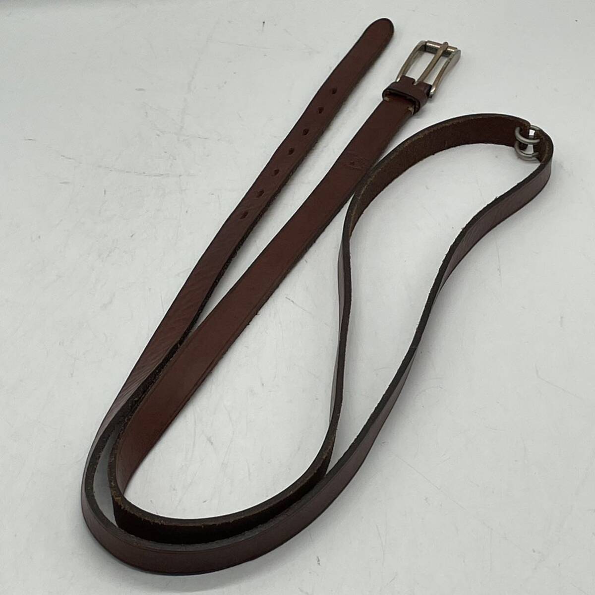 KO69*IL BISONTE Il Bisonte leather belt two -ply narrow belt total length 176.80 size degree Brown 