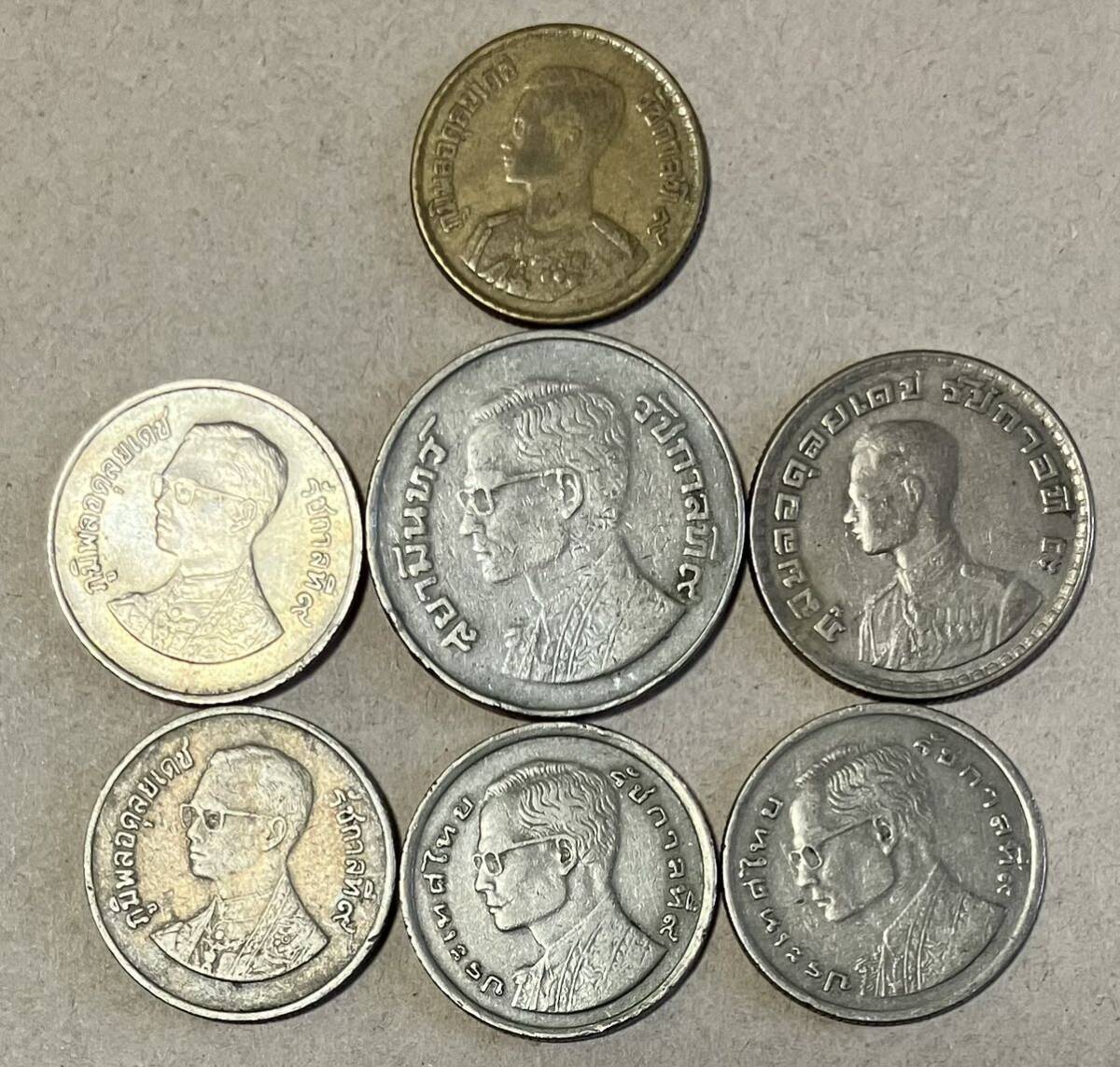 タイバーツ 7枚 まとめ タイコイン 外国コイン タイ バーツ 外国コインまとめ 古銭 コイン 硬貨 海外 の画像2