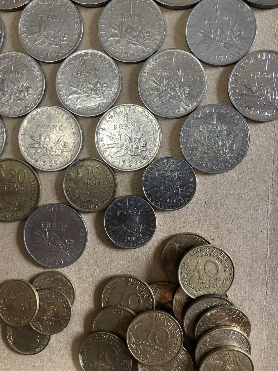 フランス コインまとめ 10フラン 20フラン 5フラン 1フラン 2フラン 1/2フラン サンチーム 外国コインまとめ売り 約0.35kgの画像6