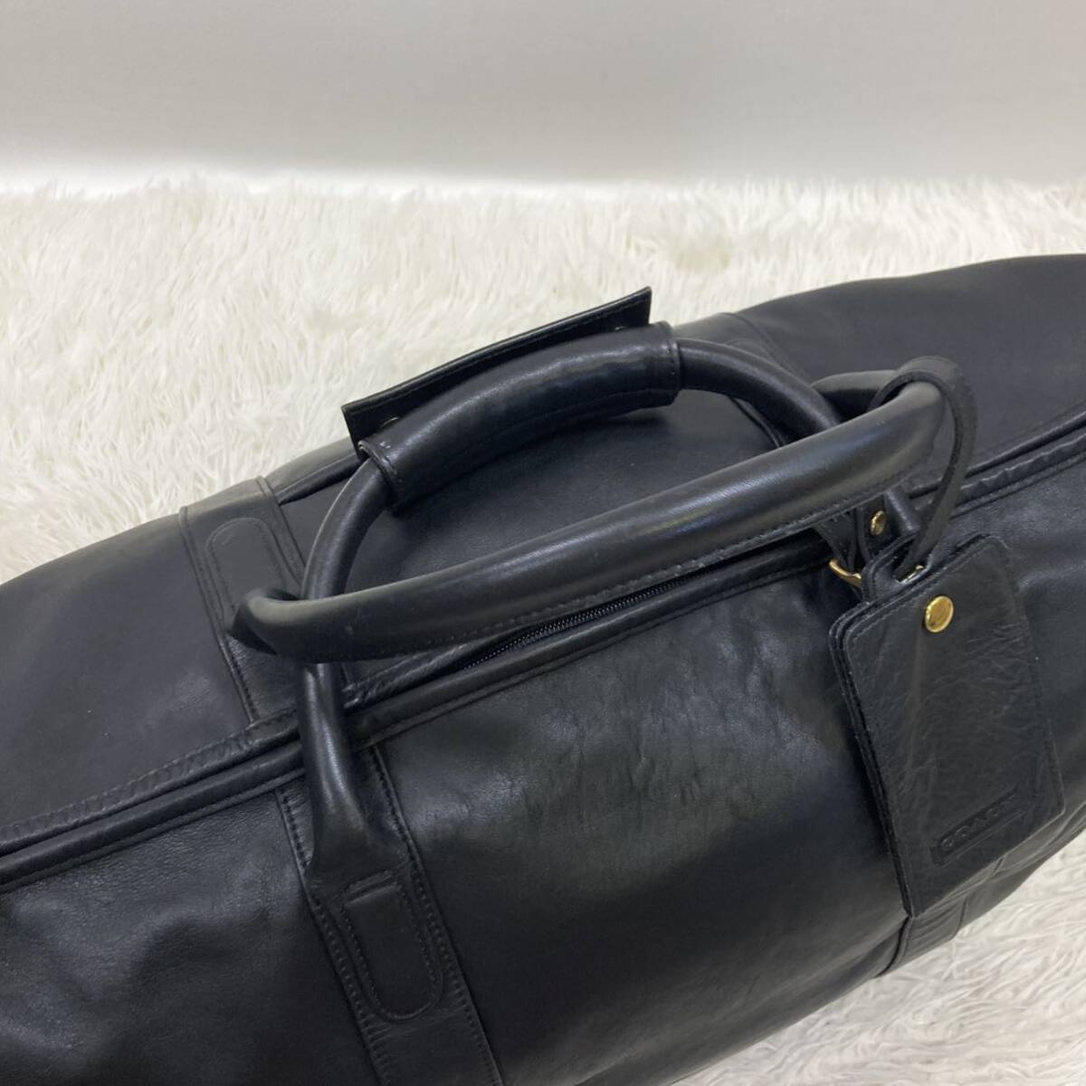 1円 【極美品】 COACH コーチ ボストンバッグ レザー ビジネス 2way ブラック ゴールド金具 大容量 メンズ 通勤 旅行 出張 ショルダー 黒_画像7