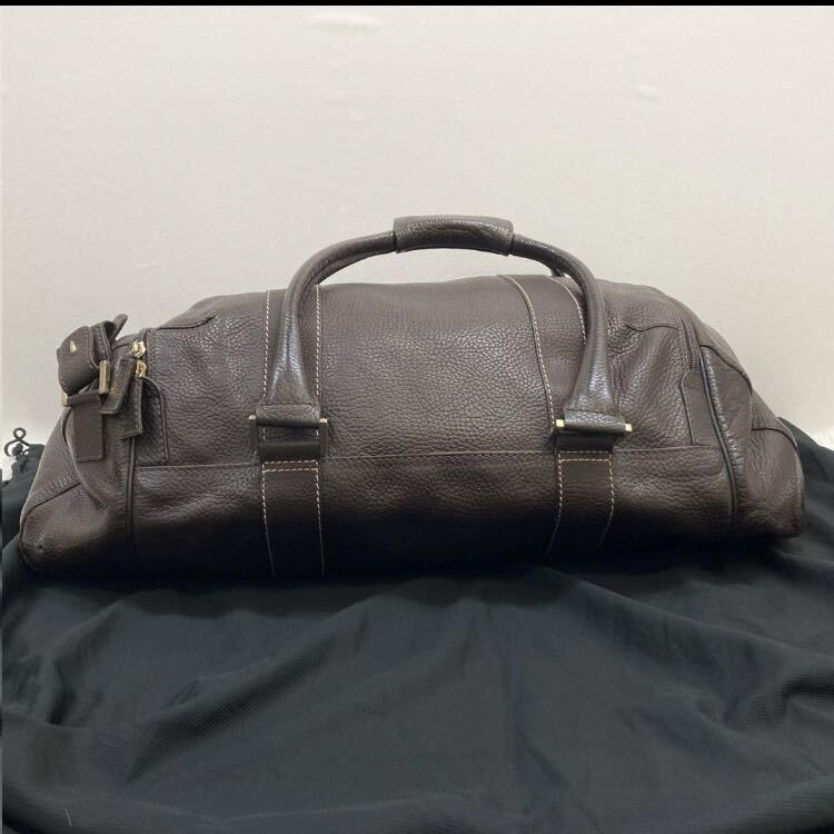 1 jpy [ super rare ] dunhill Dunhill Boston bag men's business dark brown high capacity leather commuting work bag business trip travel shoulder 2way