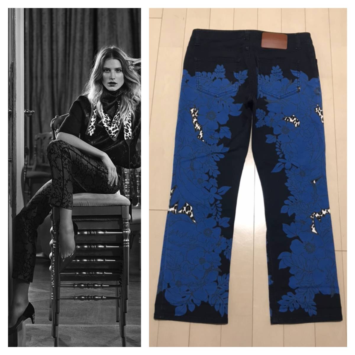  genuine article LOUIS VUITTON Louis Vuitton flower design cropped pants jeans 34