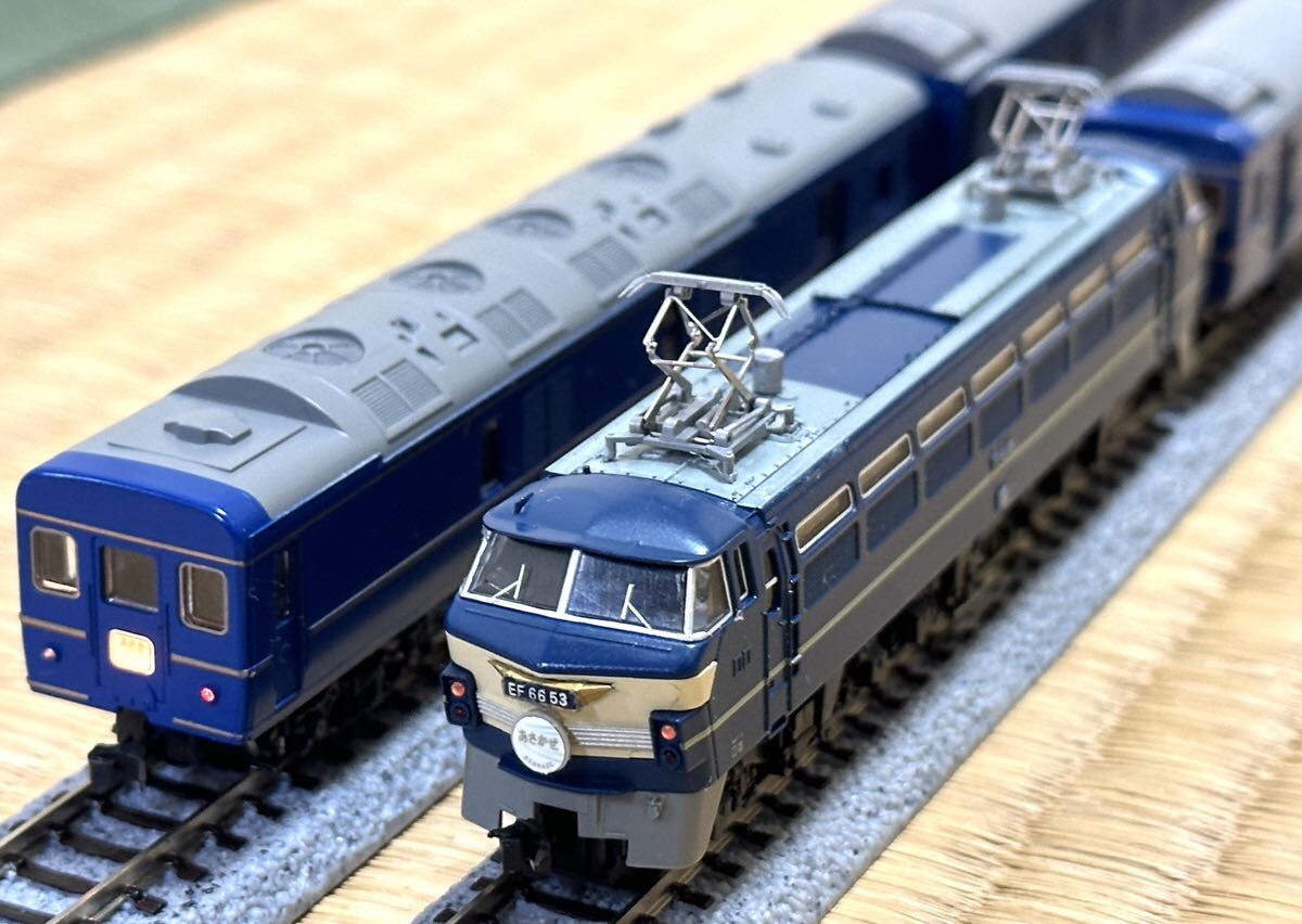 TOMIX EF66 + 24系25形特急形寝台客車6両 ブルートレインあさかぜ7両編成セット　Nゲージ 鉄道模型 トミックス 寝台特急 金帯_※線路は付属しません※