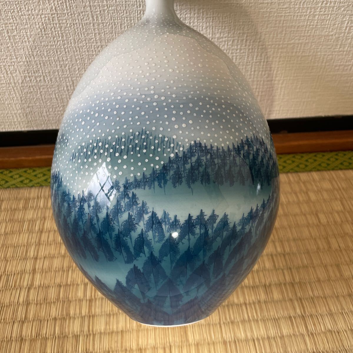 日展作家　伝統工芸作家　藤井朱明　雪景色　壺　略歴　花瓶 有田焼 茶道具 _画像4