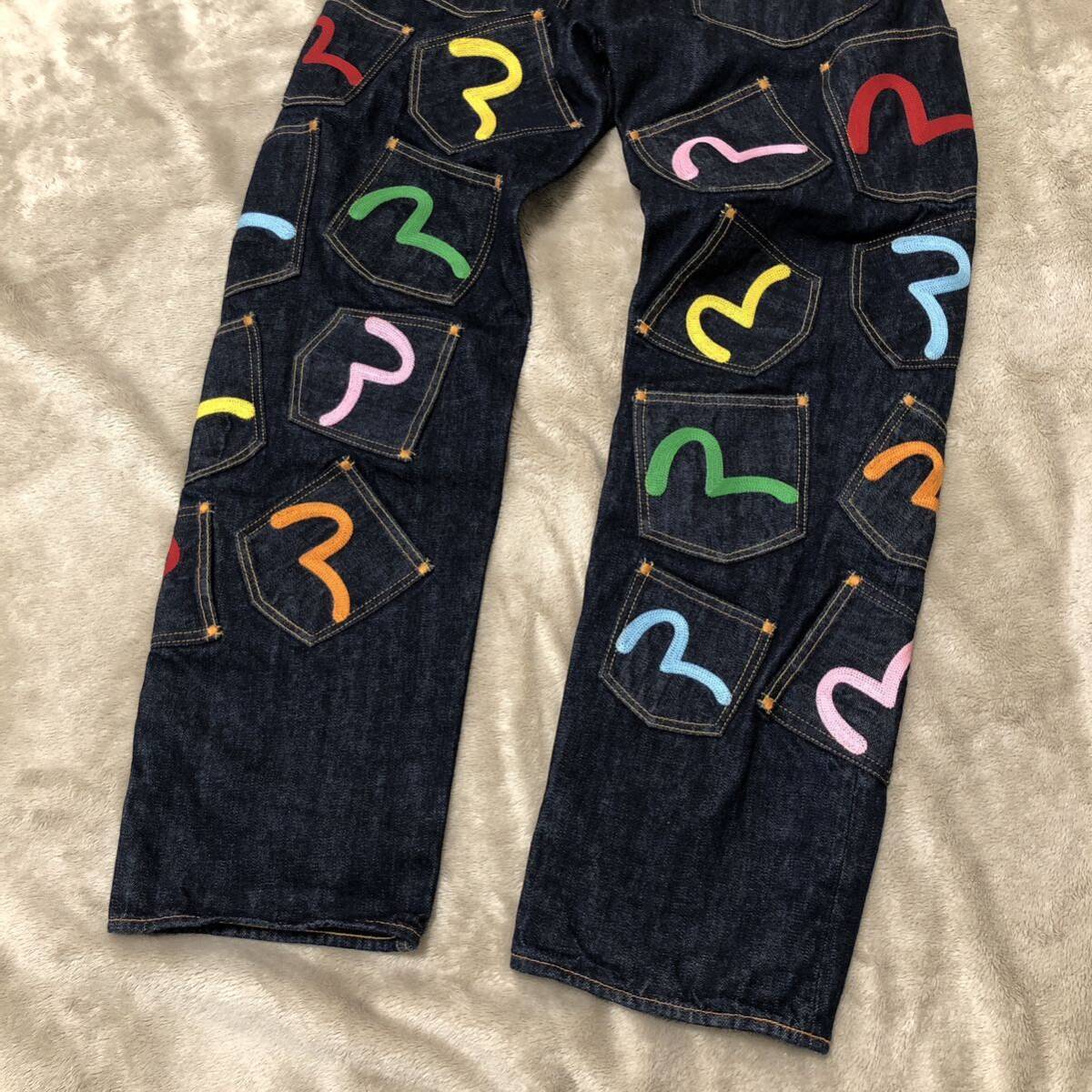 激レア★美品 EVISU エヴィス デニムパンツ ジーンズ メニーポケット 32×32 日本製 lot2001 No.2 