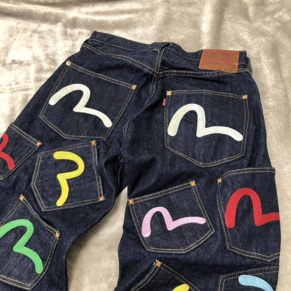 激レア★美品 EVISU エヴィス デニムパンツ ジーンズ メニーポケット 32×32 日本製 lot2001 No.2 