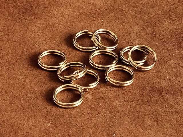 10個セット 真鍮製 二重リング（直径11mm）ゴールド ダブルリング： カスタムパーツ キーホルダー キーリング 二重カン 材料 ブラス_画像1