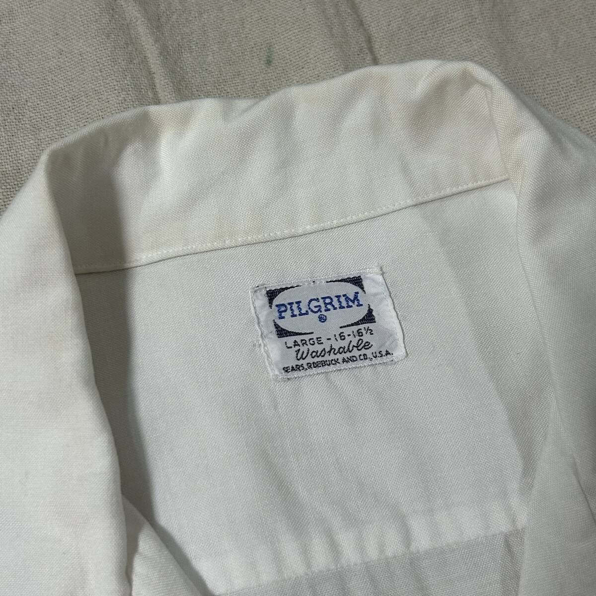 60’s PILGRIM ピルグリム ペイズリー柄オープンカラーシャツ レーヨン素材 ホワイト L _画像4