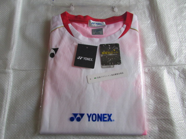 メンズ Oサイズ YONEX 未使用? 袋入り シワ有り きれい ゲームシャツ ヨネックス ホワイト系 バドミントン 日本代表 モデル 10349 10450円_画像8