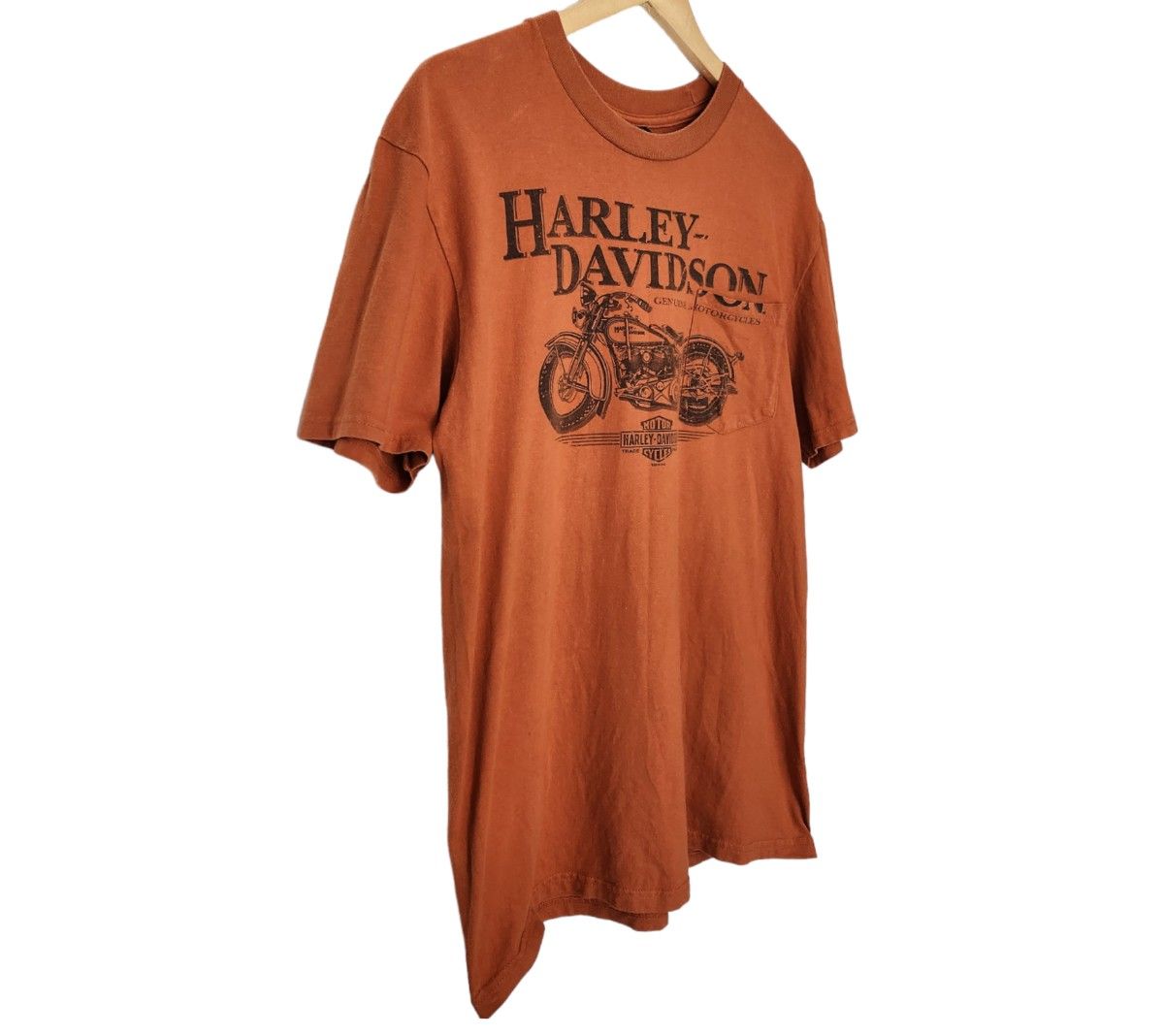 Harley-Davidson ハーレーダビッドソン  Tシャツ 半袖  両面プリント 古着 オレンジ L XL