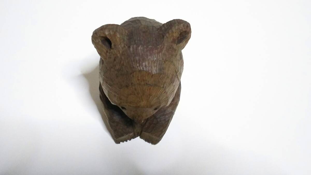 木彫り 熊 クマボッコ 11cm 玉眼 熊ボッコ 昭和レトロ ガラス 熊ぼっこ 無銘 クマ 240514_画像9