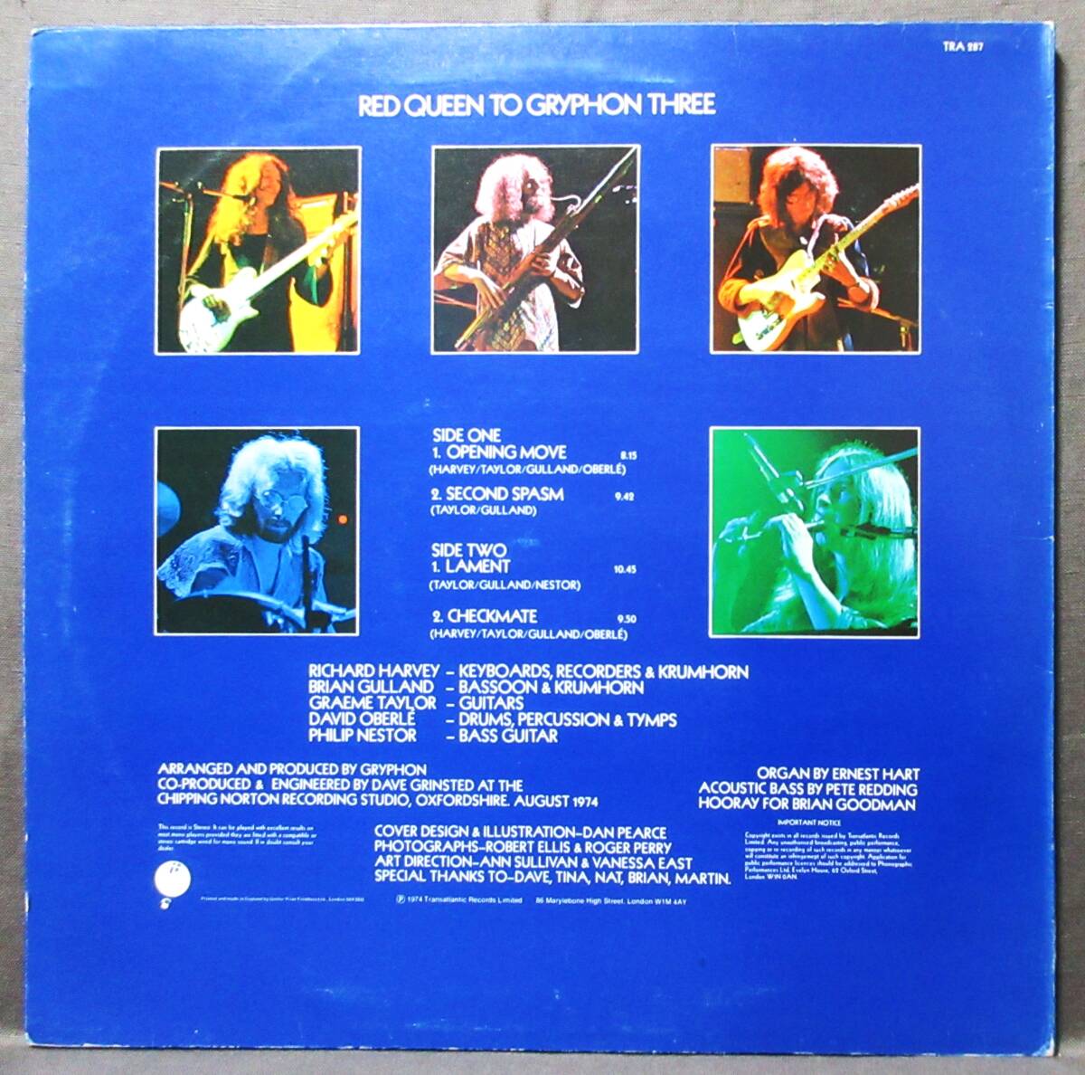 (LP) 英/Orig レア! 赤半透明初回盤 GRYPHON [RED QUEEN TO GRYPHON THREE] グリフォン/1974年/マト:A1,B1/Transatlantic Records/TRA 287の画像2