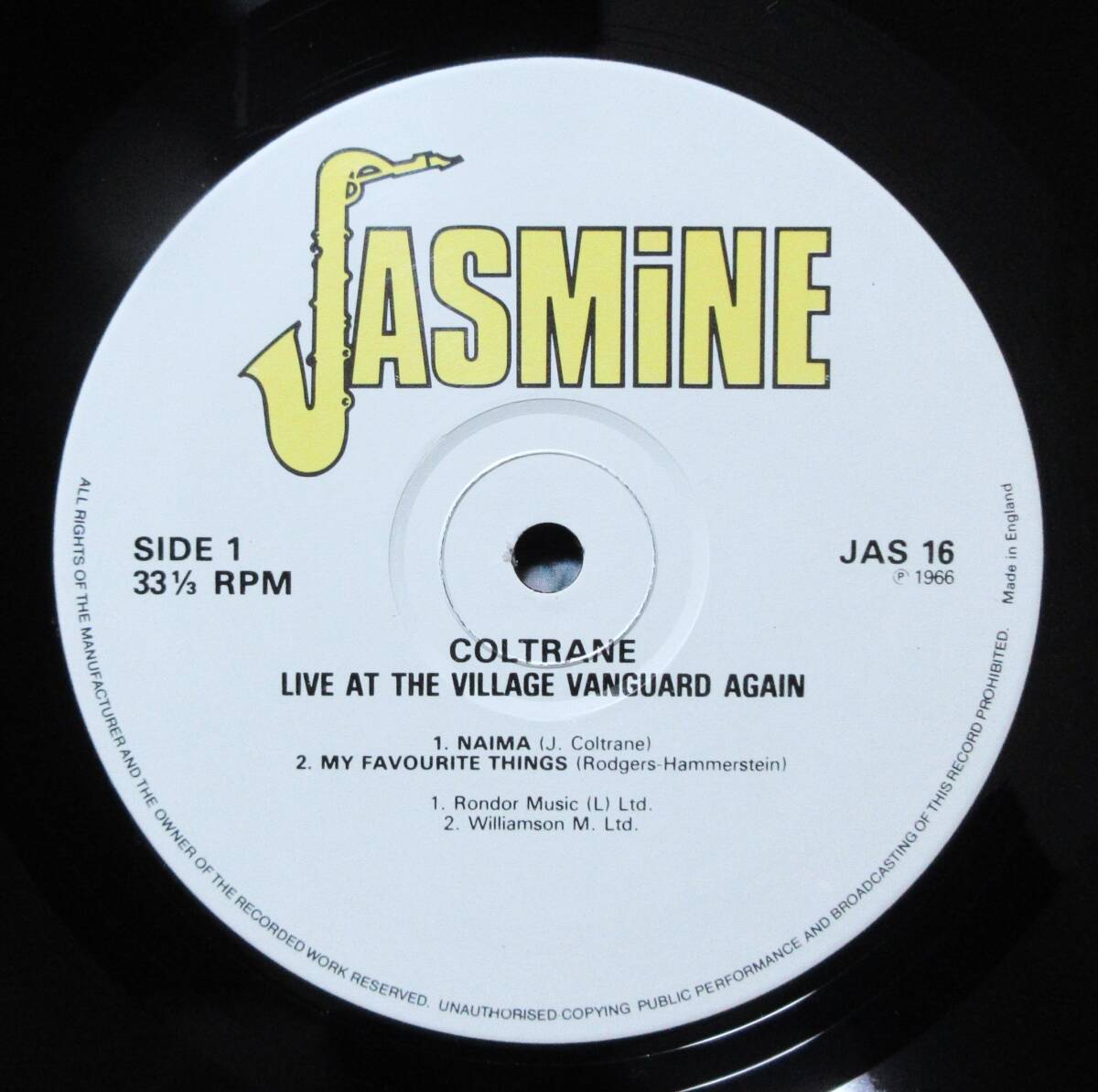 (LP) 英Jasmine美品! JOHN COLTRANE [LIVE AT THE VILLAGE VANGUARD AGAIN!] Alice Coltrane/Pharoah Sanders/1982年/JAS16_画像3