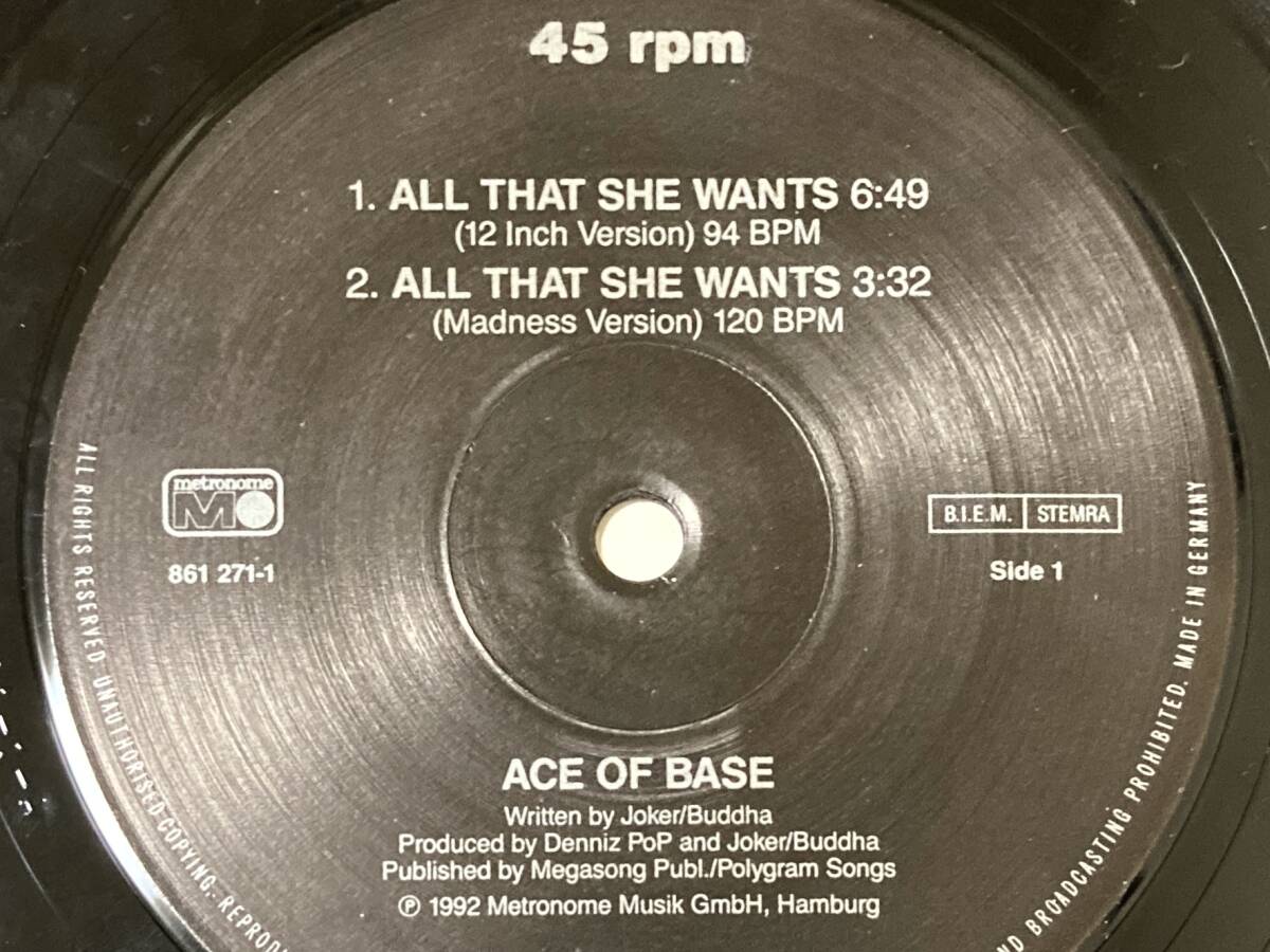 【90's】Ace Of Base / All That She Wants （1992、12 Inch Single、EU盤、12inch Version、Madness Version、Banghra Version）_画像3