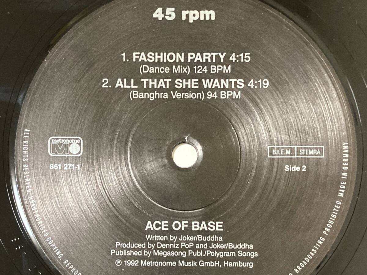 【90's】Ace Of Base / All That She Wants （1992、12 Inch Single、EU盤、12inch Version、Madness Version、Banghra Version）_画像4