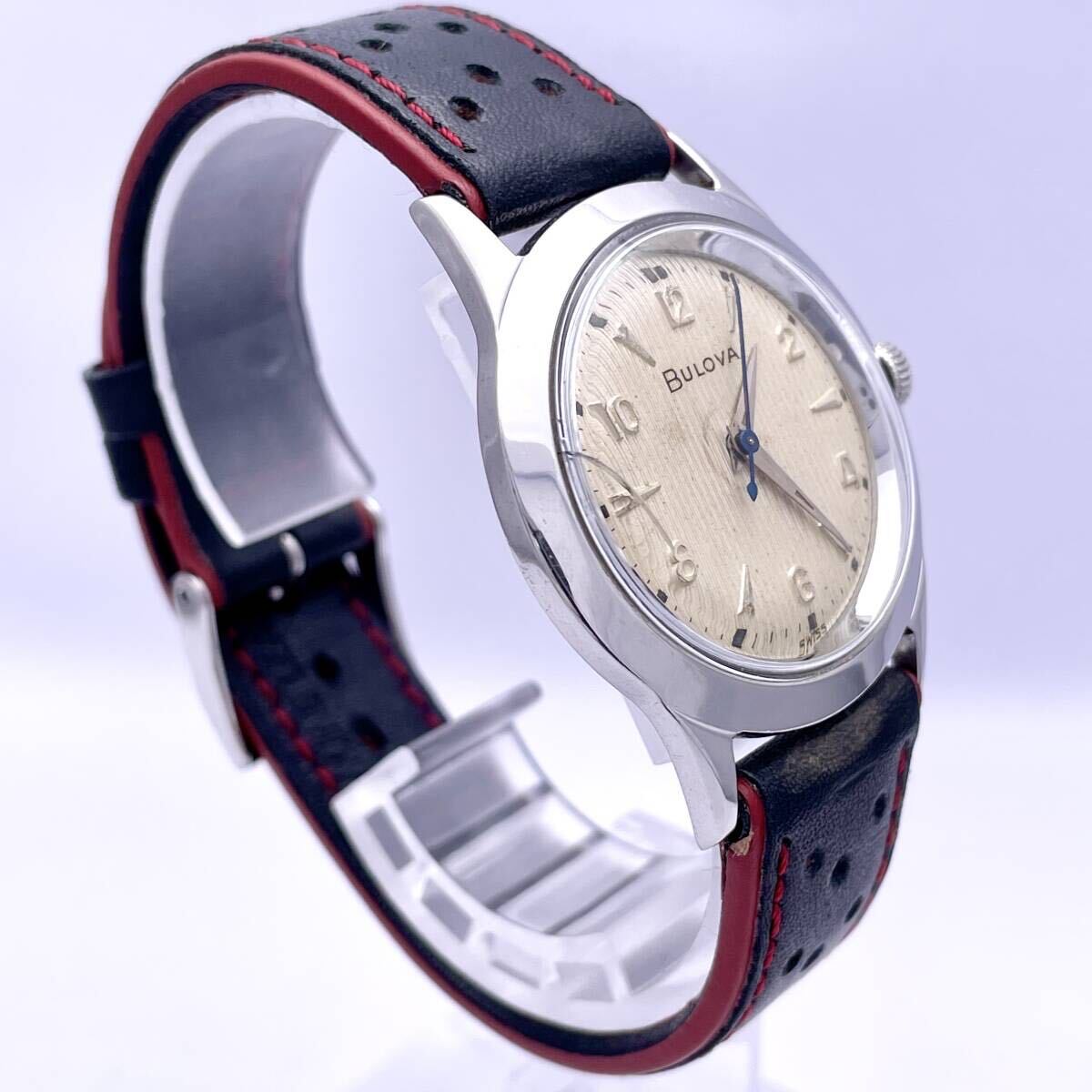 BULOVA ブローバ A171574 腕時計 ウォッチ 手巻き 機械式 ブルースティール 銀 シルバー P458_画像3
