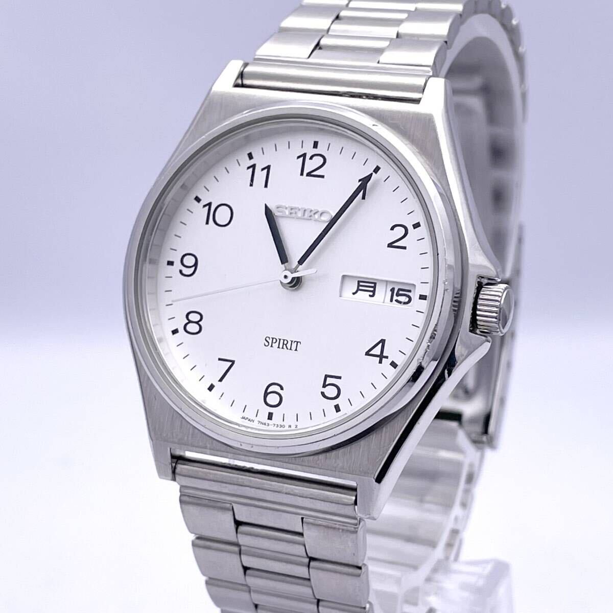 SEIKO セイコー SPRIT スピリット 7N43-7180 腕時計 ウォッチ クォーツ quartz デイデイト 銀 シルバー P476_画像1