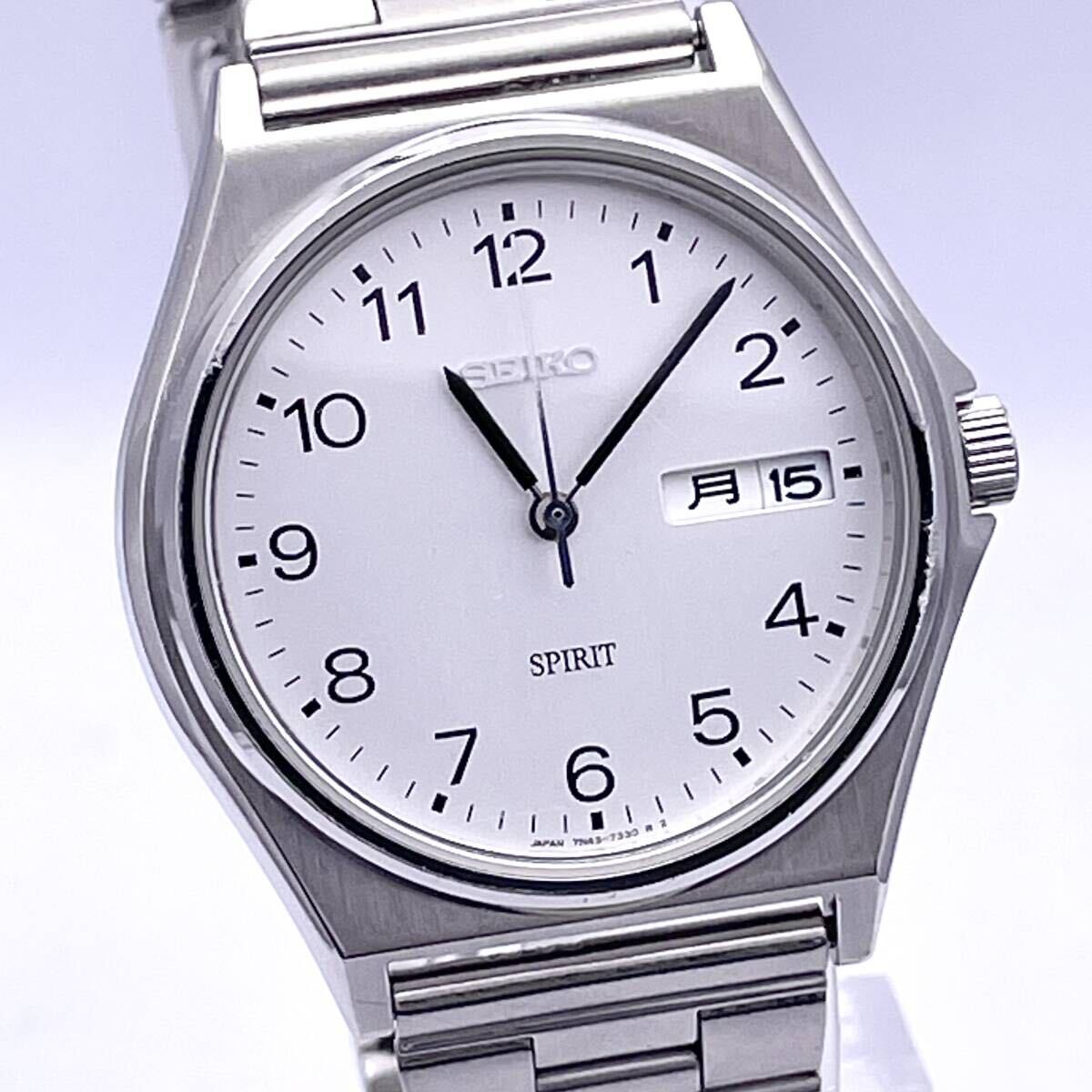 SEIKO セイコー SPRIT スピリット 7N43-7180 腕時計 ウォッチ クォーツ quartz デイデイト 銀 シルバー P476_画像4