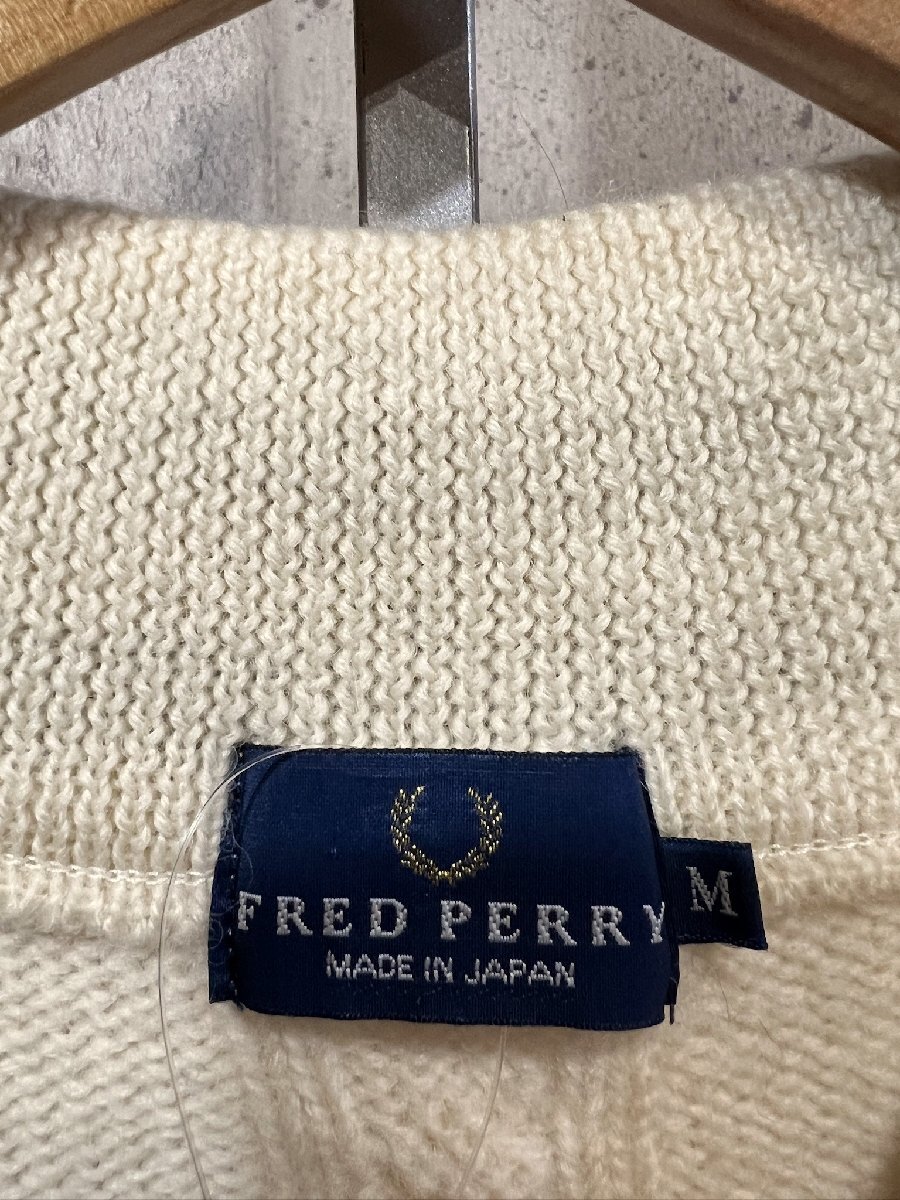 美品 フレッドペリー ウール チルデンセーター M メンズ FRED PERRY 日本製_画像3