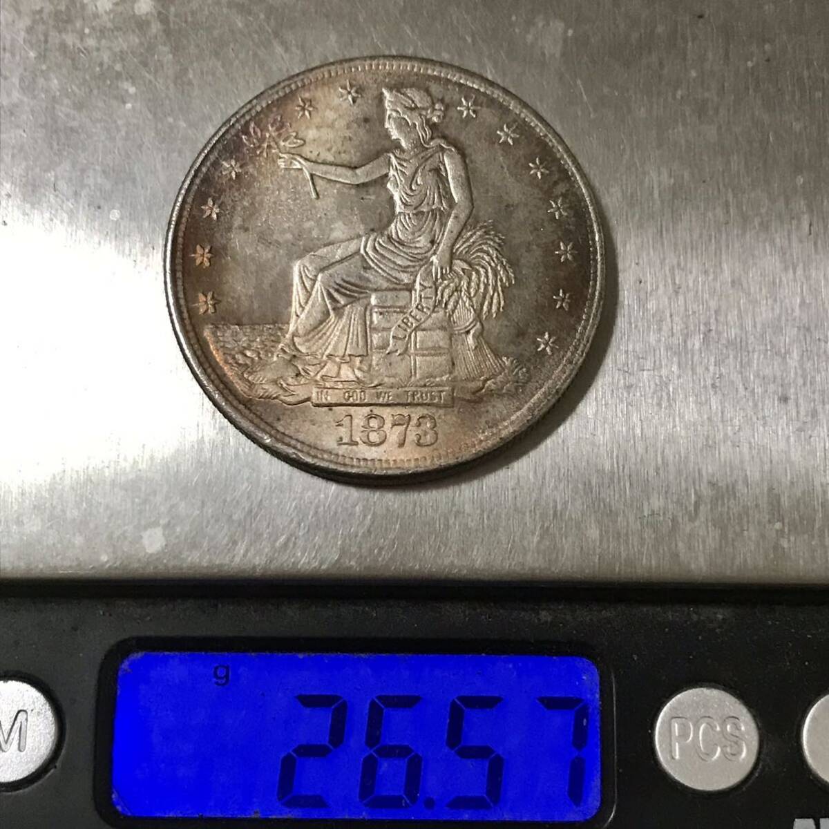 銀貨 1873年 アメリカ 貿易銀 1ドル トレード ダラー 銀貨 イーグル アメリカ合衆国造幣局 サンフランシスコ 硬貨 古銭 貿易銀 コインの画像5